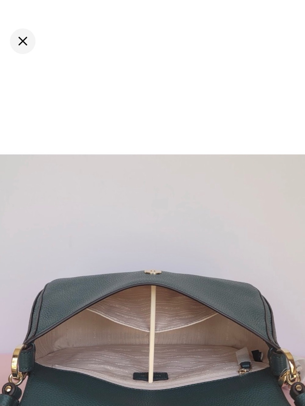 Kate Spade Hudson pebbled leather flap convertible in Artesian Green/gold accent - Picture 5 of 10